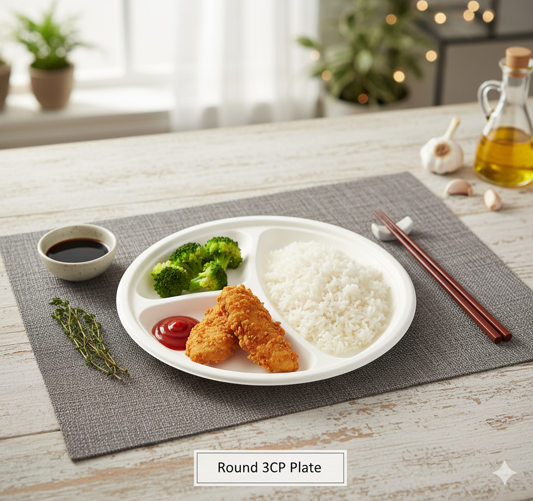 3 Compartment Round Plates