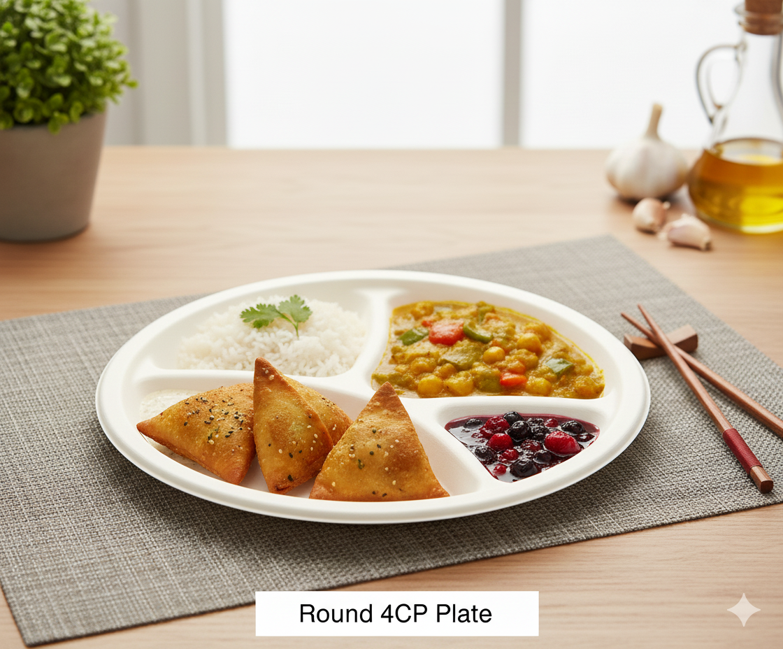 4 Compartment Round Plates