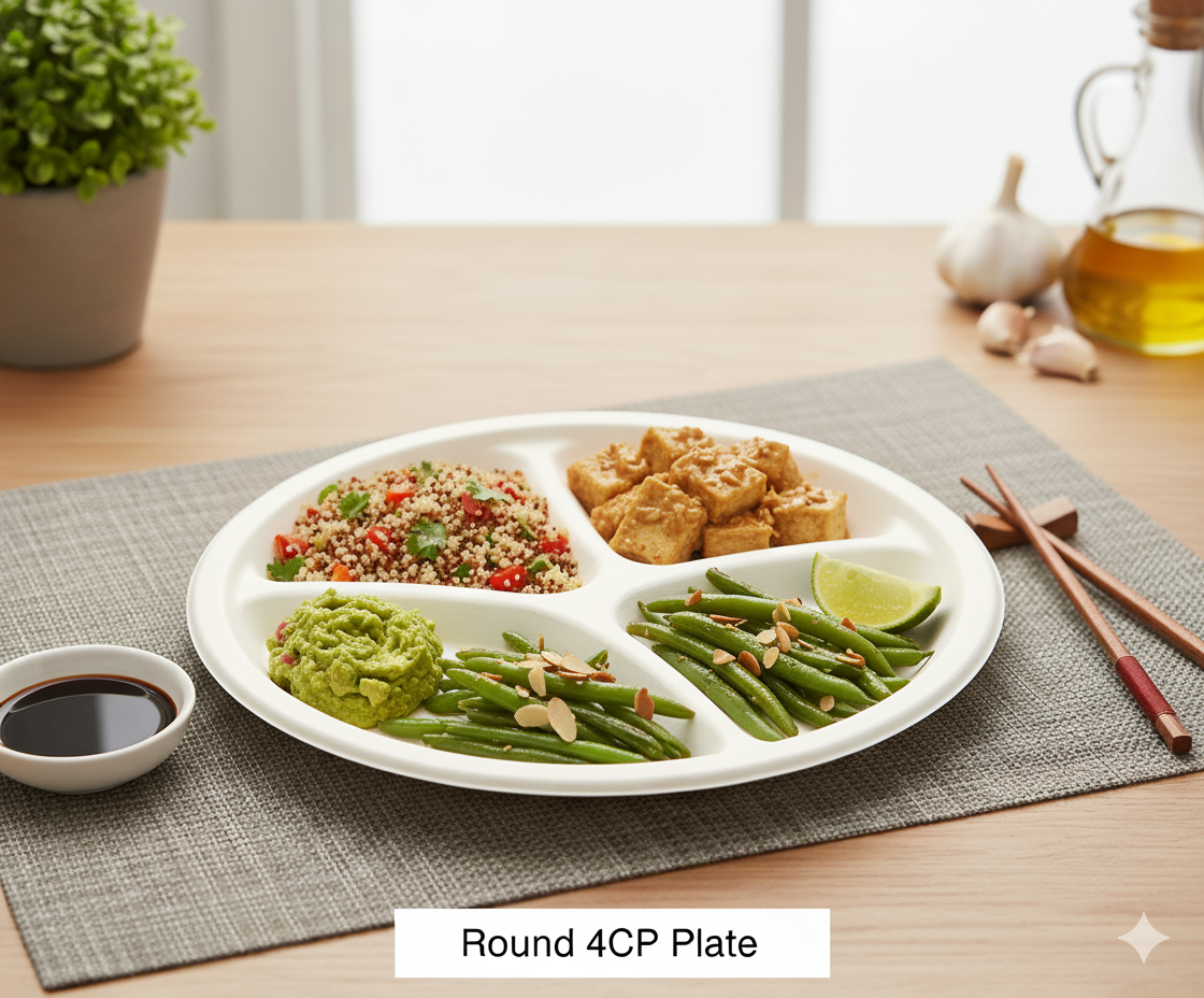 4 Compartment Round Plates Image 2